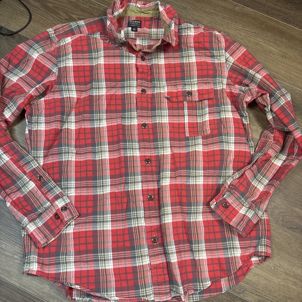 FILSON FIELD FLANNEL WORK SHIRT MEN'S XL 100% COTTON FADED BLACK BRONZE
